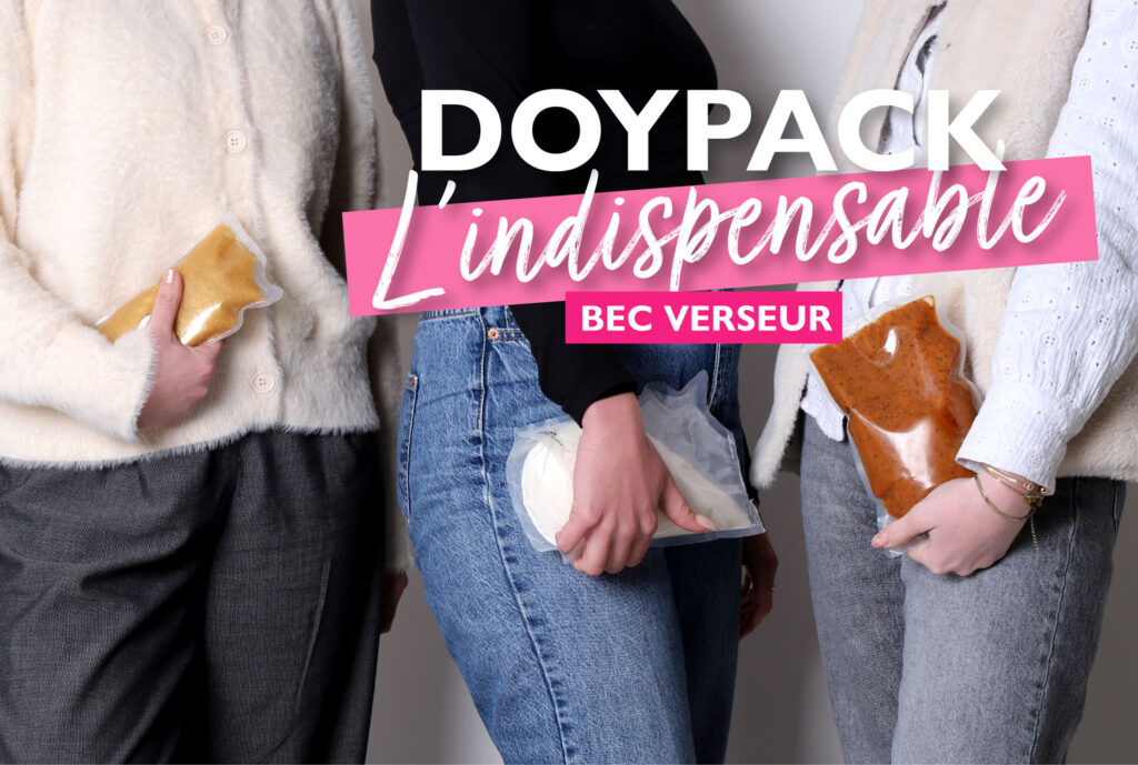 Lessonia propose la possibilité de conditionner vos produits cosmétiques en doypack. (gommage, sérum, lotion, crème...). Proposé en système de recharge, le doypack à bec verseur est idéal pour s'inscrire dans une démarche éco-responsable et zéro-déchet.